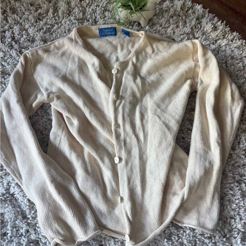 Natural Reflections Off-White Knit Apparel Fall Cardigan
